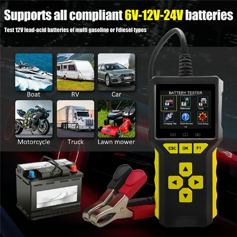 BT80 2 in 1 OBD2 Scanner 6V-24V Battery Tester Diagnostic Tool for Car Motorcycle Truck