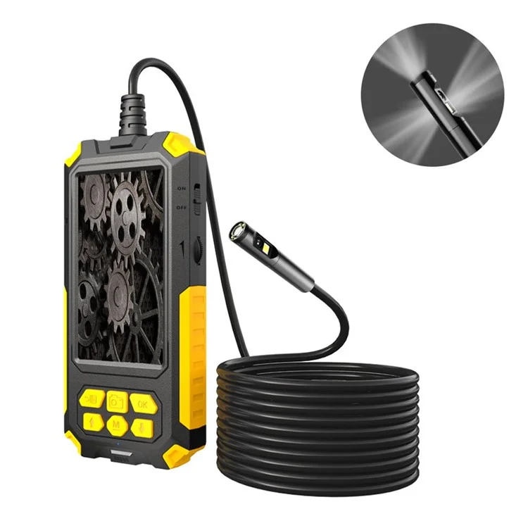 P50 10m Hard Wire 8mm Tri-Lens HD Borescope 4.5'' Screen Waterproof Sewer Inspection Endoscope