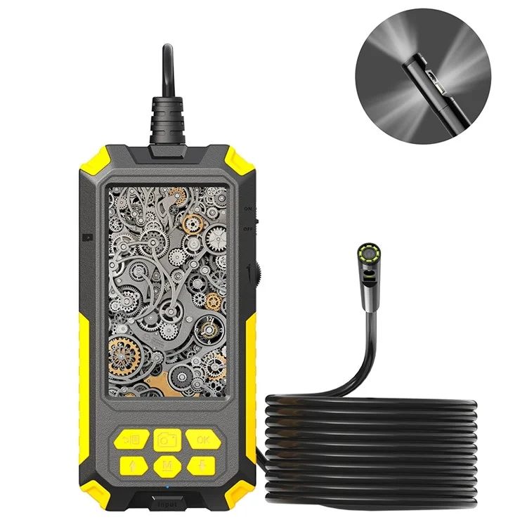 P50 10m Hard Wire 8mm Tri-Lens HD Borescope 4.5'' Screen Waterproof Sewer Inspection Endoscope