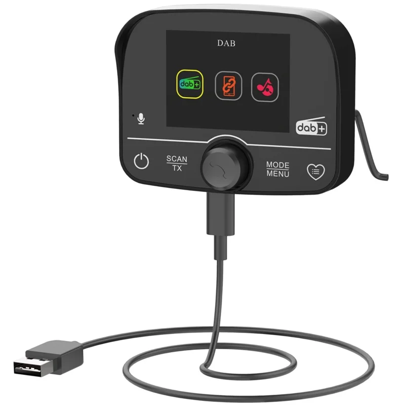 Receptor de Radio Digital DAB para Coche C9, Pantalla Táctil de 2,4", Bluetooth, Transmisor FM, USB-C, para Audio del Automóvil - Negro