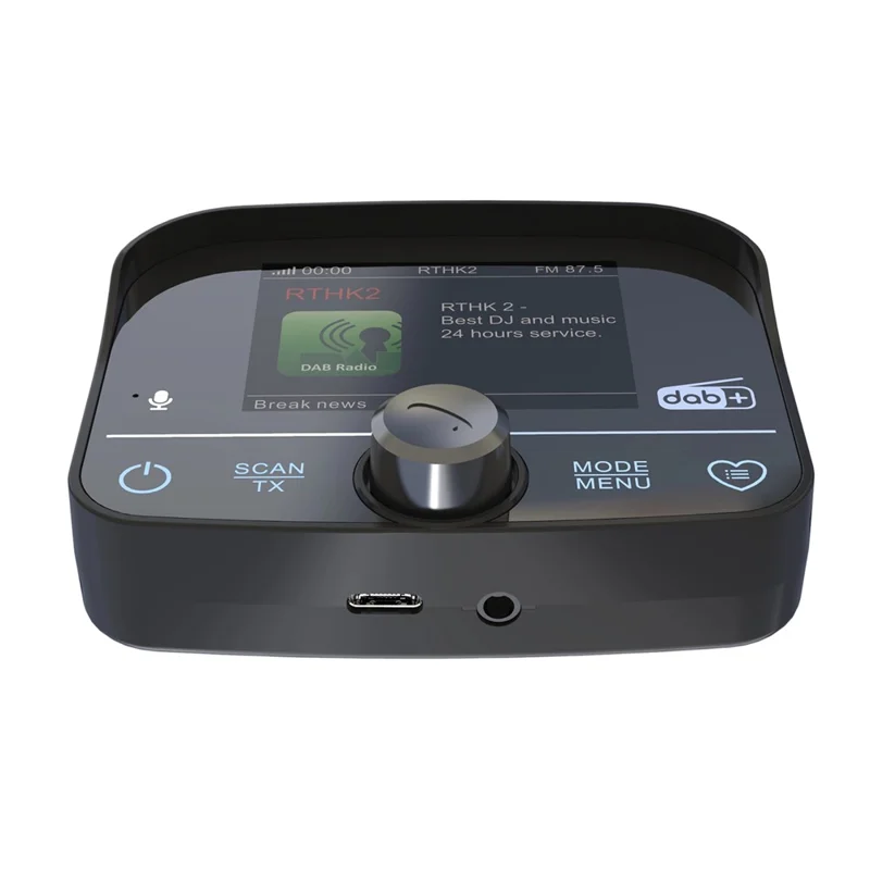 Receptor de Radio Digital DAB para Coche C9, Pantalla Táctil de 2,4", Bluetooth, Transmisor FM, USB-C, para Audio del Automóvil - Negro