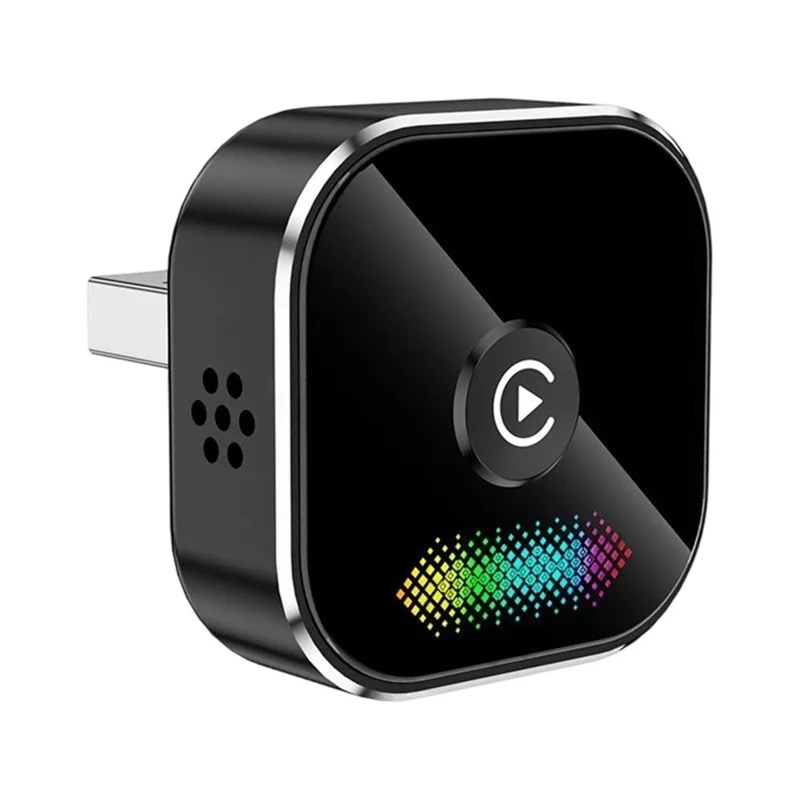 Q1A 2-w-1 przekładnik przewodowy na bezprzewodowy CarPlay Android Auto Adapter Bluetooth 5.0 USB Dongle z przyciskiem do samochodu - Czarny