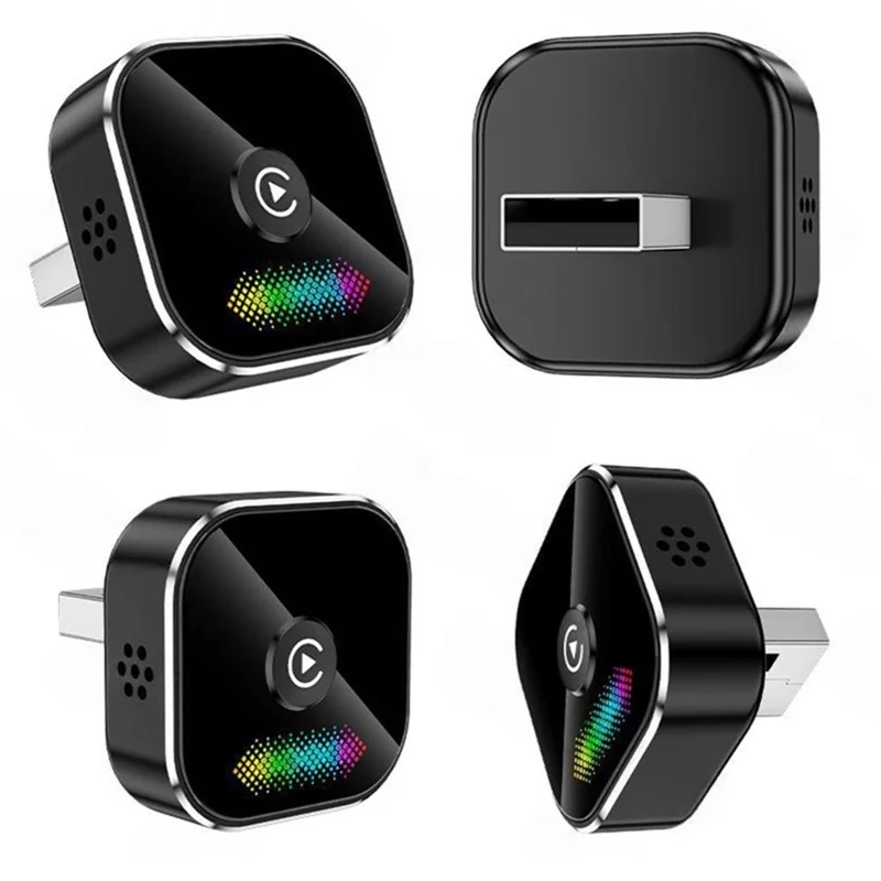 Q1A 2-w-1 przekładnik przewodowy na bezprzewodowy CarPlay Android Auto Adapter Bluetooth 5.0 USB Dongle z przyciskiem do samochodu - Czarny