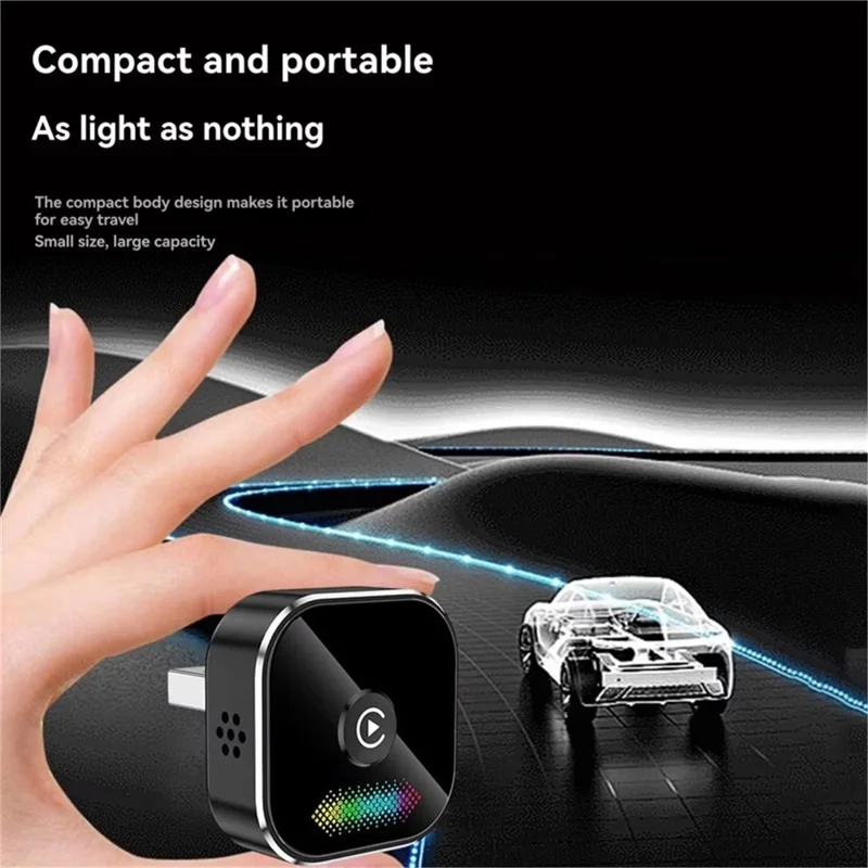 Q1A 2-w-1 przekładnik przewodowy na bezprzewodowy CarPlay Android Auto Adapter Bluetooth 5.0 USB Dongle z przyciskiem do samochodu - Czarny