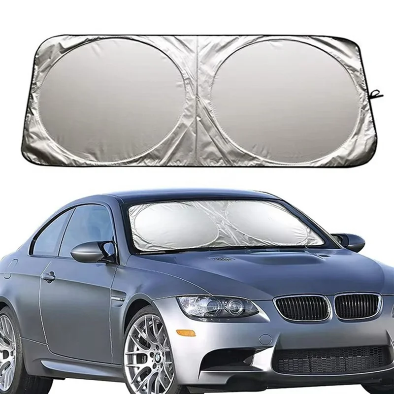 160x86cm Parasol para Parabrisas de Coche Plegable Plateado de Titanio Protección UV Aislamiento Térmico Parasol para Vehículo