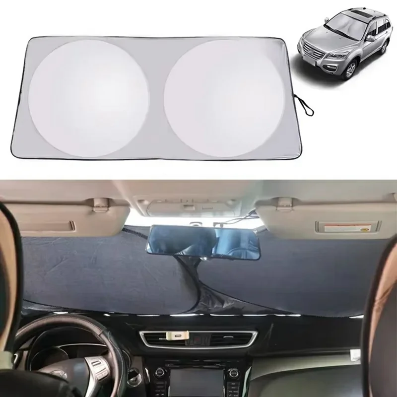 160x86cm Parasol para Parabrisas de Coche Plegable Plateado de Titanio Protección UV Aislamiento Térmico Parasol para Vehículo