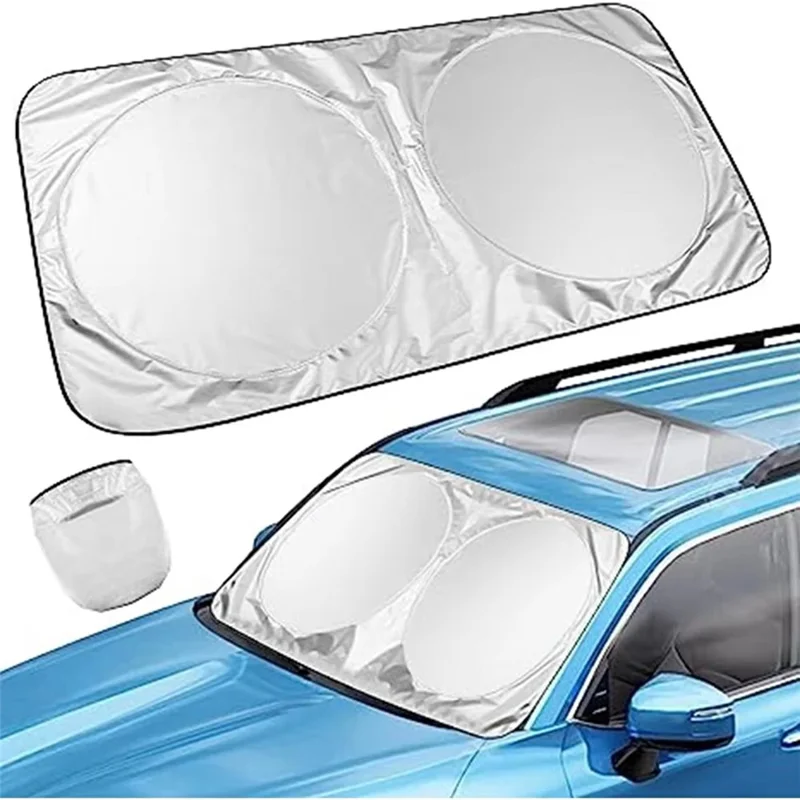 160x86cm Parasol para Parabrisas de Coche Plegable Plateado de Titanio Protección UV Aislamiento Térmico Parasol para Vehículo