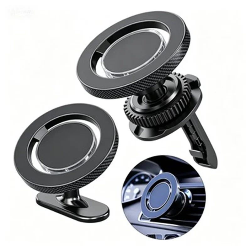 Soporte para Teléfono en Coche 2 en 1 Magnético con Rotación de 360°, Soporte Ajustable Universal para Salida de Aire y Panel