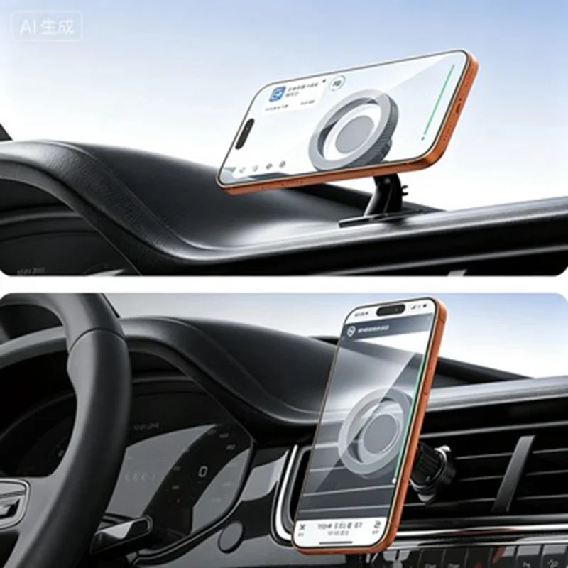 Soporte para Teléfono en Coche 2 en 1 Magnético con Rotación de 360°, Soporte Ajustable Universal para Salida de Aire y Panel