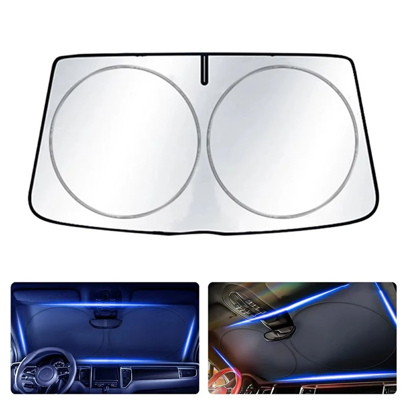 Protections solaire pare-brise de voiture 150x80 cm pliable en titane argenté Protection UV isolation thermique pour véhicule