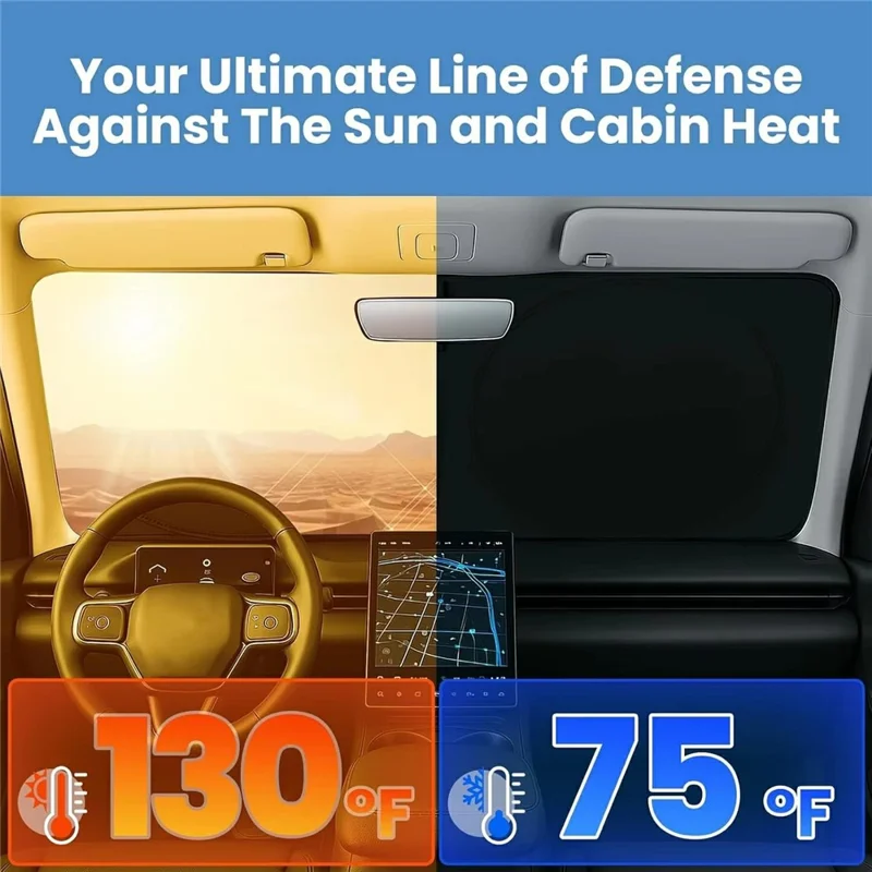 Protections solaire pare-brise de voiture 150x80 cm pliable en titane argenté Protection UV isolation thermique pour véhicule