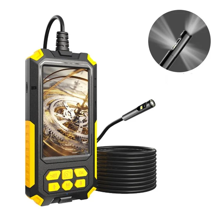 P50 5m Hard Wire Waterproof Endoscope 8mm Tri-Lens HD Borescope 4.5'' Screen Pipe Inspection Camera Borescope