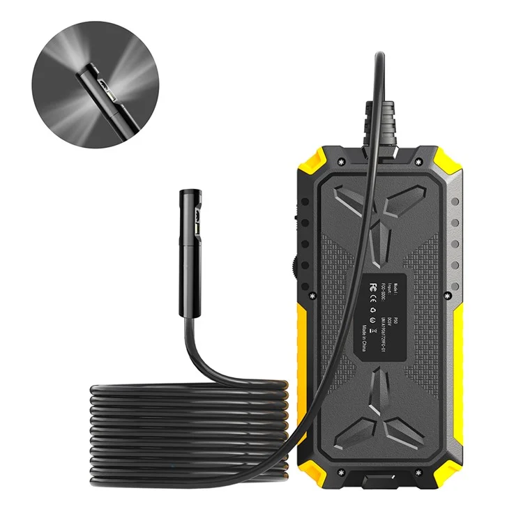 P50 5m Hard Wire Waterproof Endoscope 8mm Tri-Lens HD Borescope 4.5'' Screen Pipe Inspection Camera Borescope