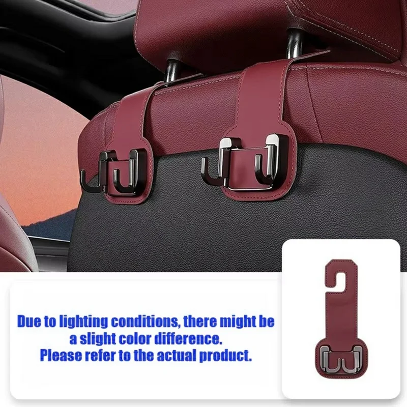 Car Headrest Hook Foldable Metal Seat Back Hanger Multi-function Hidden Hook for Handbag Grocery - Red