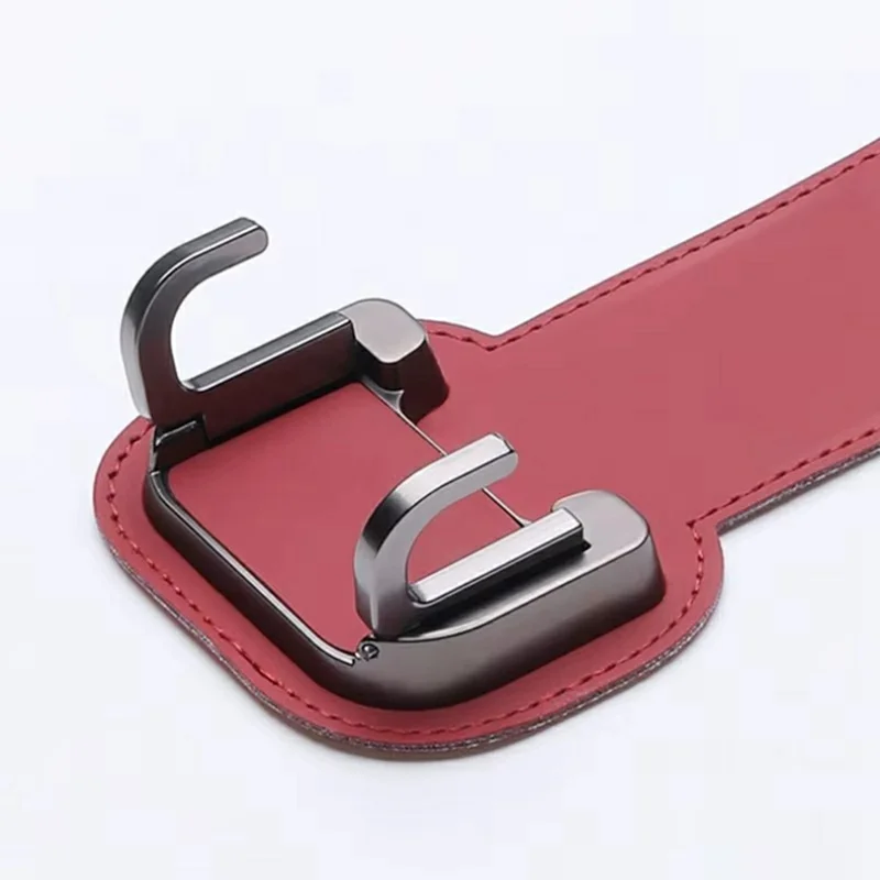 Car Headrest Hook Foldable Metal Seat Back Hanger Multi-function Hidden Hook for Handbag Grocery - Red