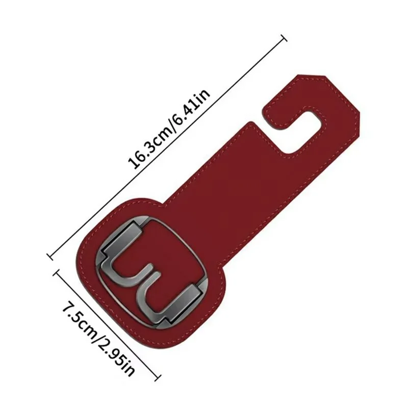 Car Headrest Hook Foldable Metal Seat Back Hanger Multi-function Hidden Hook for Handbag Grocery - Red