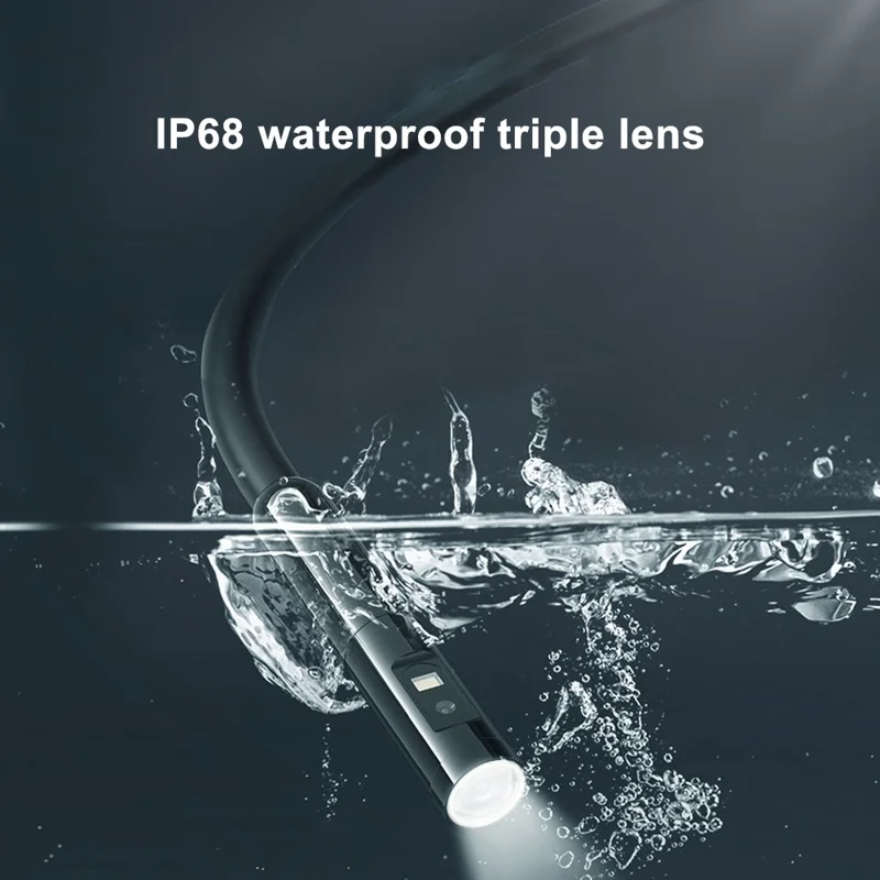 P50 2m Hard Wire HD 4.5'' Screen Waterproof 8mm Three Lenses Borescope Inspection Endoscope Camera