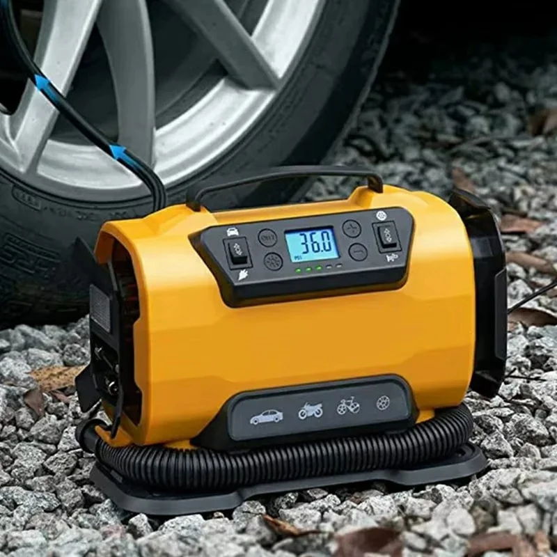 12 V Dual Power Air Compressor 150PSI 300 L / min wyświetlacz LCD, urządzenie do napompowywania opon samochodowych z lampką LED, wtyk typu europejskiego