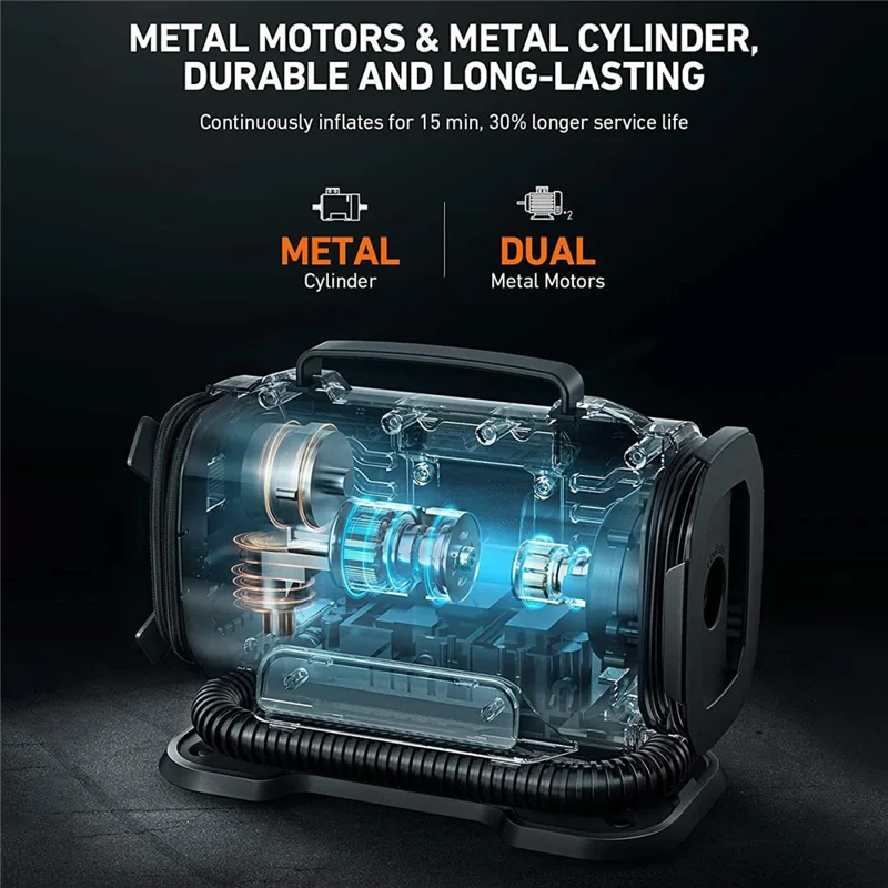 12 V Dual Power Air Compressor 150PSI 300 L / min wyświetlacz LCD, urządzenie do napompowywania opon samochodowych z lampką LED, wtyk typu europejskiego