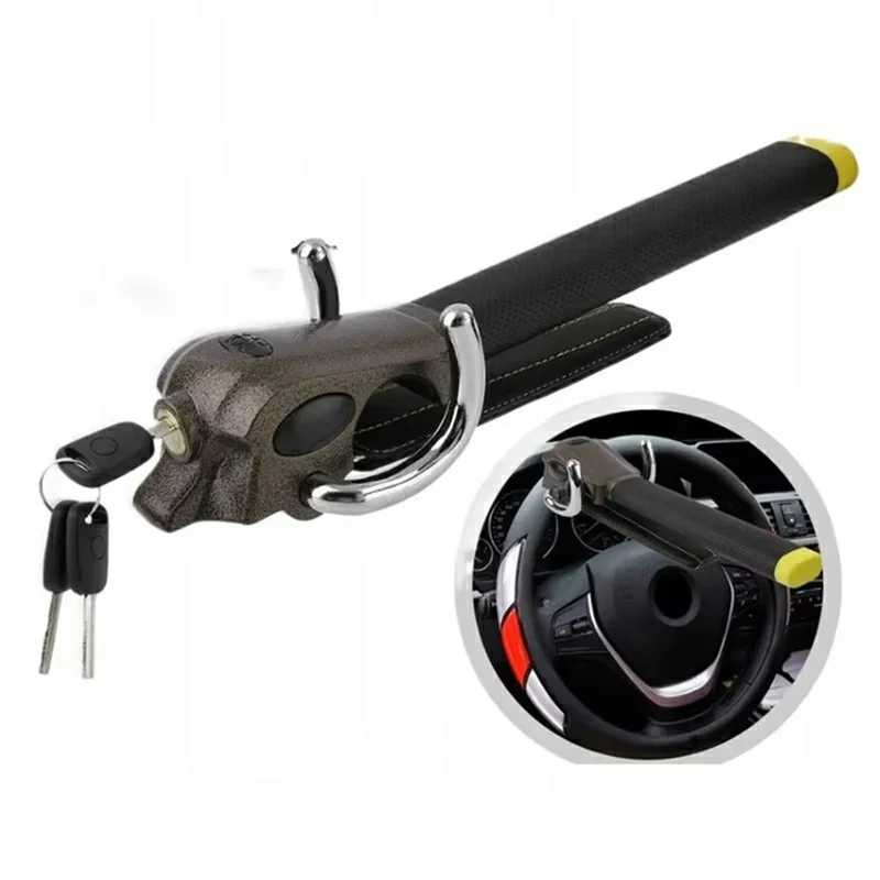 Car Steering Wheel Lock Foldable Anti-Theft Security Lock with 3 keys for Universal Vehicle Protection