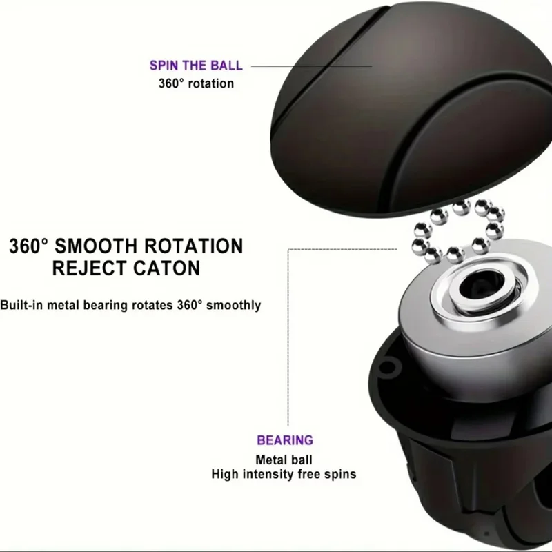 Car Steering Wheel Knob One Hand Turning Assistant Power Ball 360 Degree Rotation for Easy Driving - Black