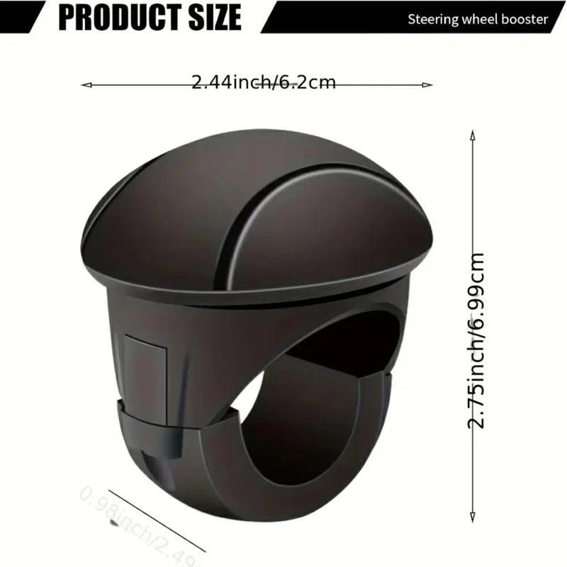 Car Steering Wheel Knob One Hand Turning Assistant Power Ball 360 Degree Rotation for Easy Driving - Black