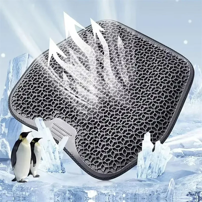 48x43cm 3D Honningkakemønster Design Åndbar Sædepude Køllegel-pad til Bil og Kontorstol - Grå