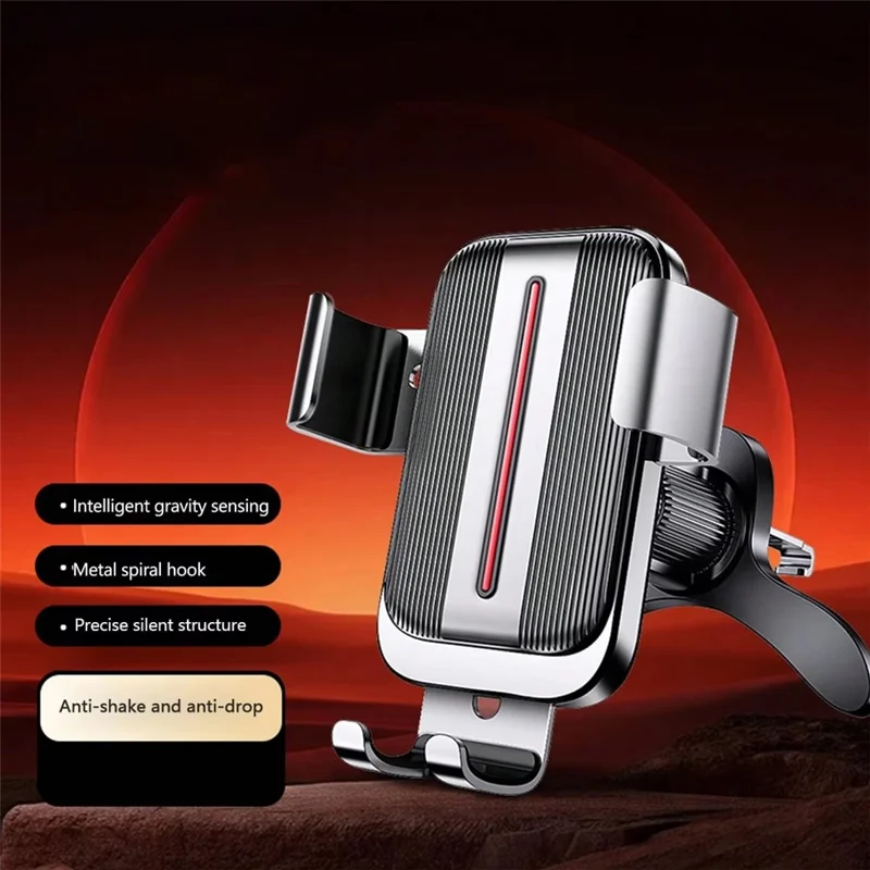 Soporte para Teléfono en Coche, Montaje en Ventilación de Aire, Bloqueo Automático por Gravedad, Soporte Giratorio 360 Grados para Teléfonos Inteligentes de 4.7-7.2 Pulgadas - Plata
