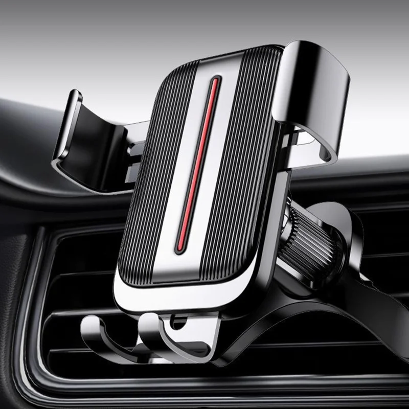 Soporte para Teléfono en Coche, Montaje en Ventilación de Aire, Bloqueo Automático por Gravedad, Soporte Giratorio 360 Grados para Teléfonos Inteligentes de 4.7-7.2 Pulgadas - Plata