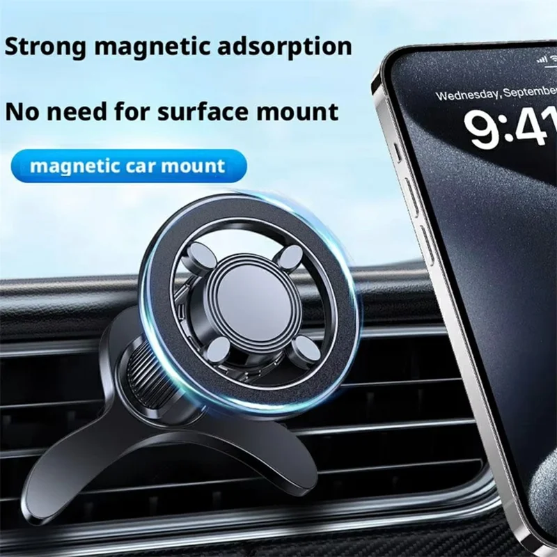 Magnetic Car Phone Holder Air Vent Mount 360 Degree Rotating Cellphone Stand - Black