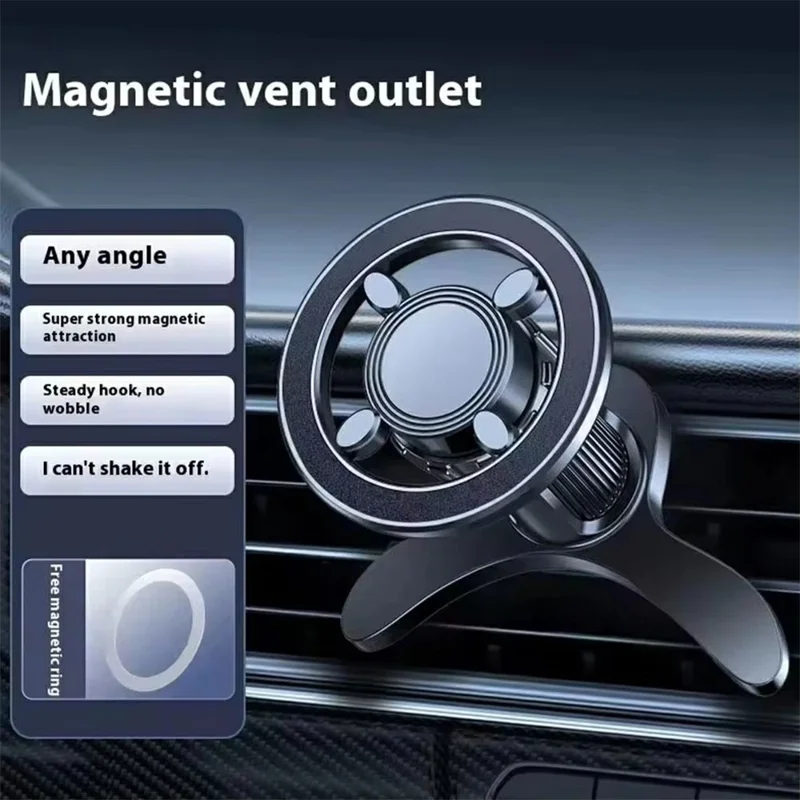 Magnetic Car Phone Holder Air Vent Mount 360 Degree Rotating Cellphone Stand - Black