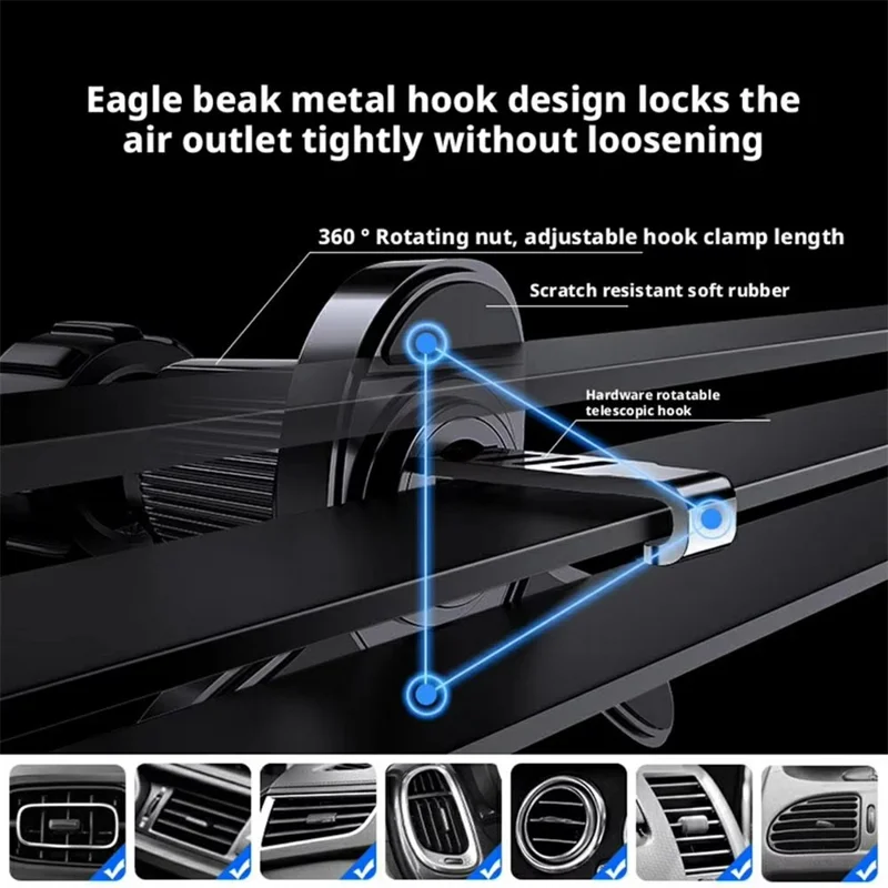 Magnetic Car Phone Holder Air Vent Mount 360 Degree Rotating Cellphone Stand - Black