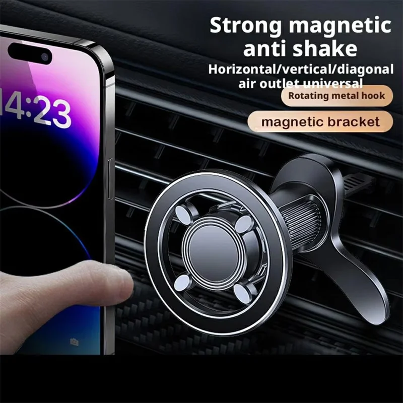Magnetic Car Phone Holder Air Vent Mount 360 Degree Rotating Cellphone Stand - Black