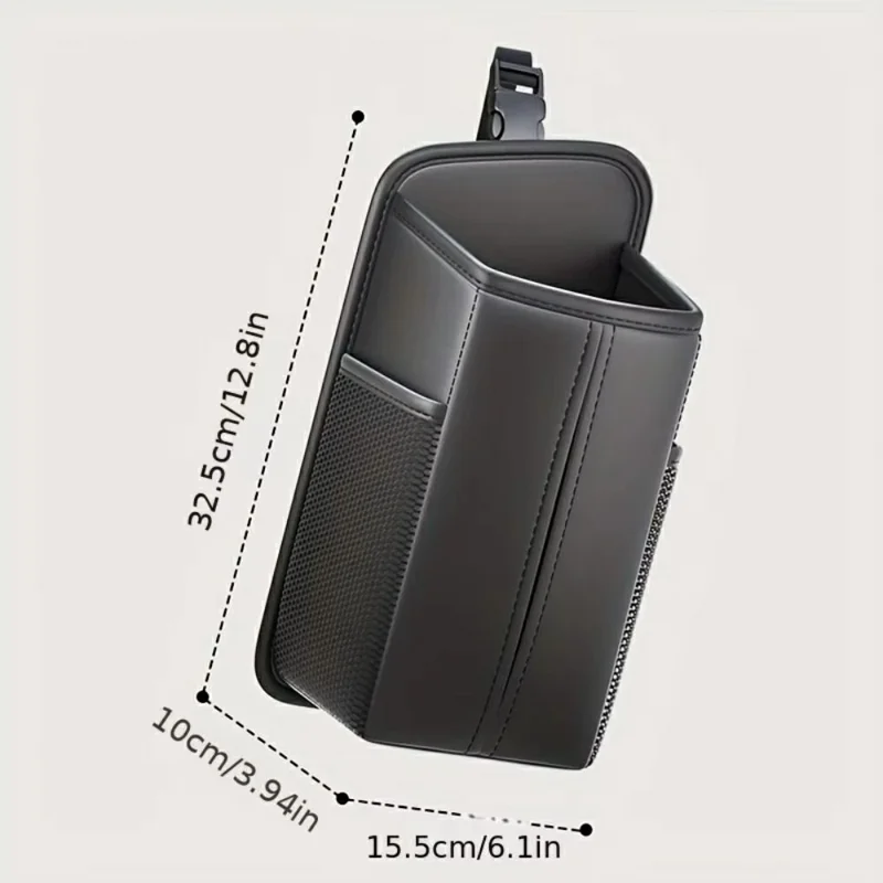 Organizer per Sedile Auto in Ecopelle Porta-Tissue Multi-Funzione con Tasche Laterali - Nero