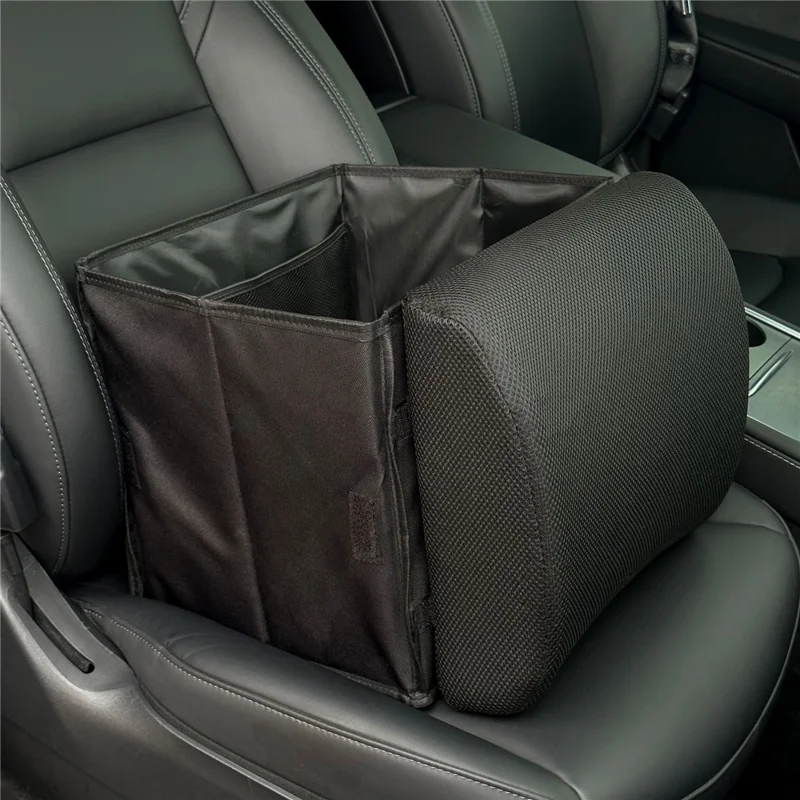 Organizzatore per Sedile Pieghevole 2 in 1, Scatola per Ripostiglio Auto 30L con Supporto Lombare (senza Coperchio) - Nero