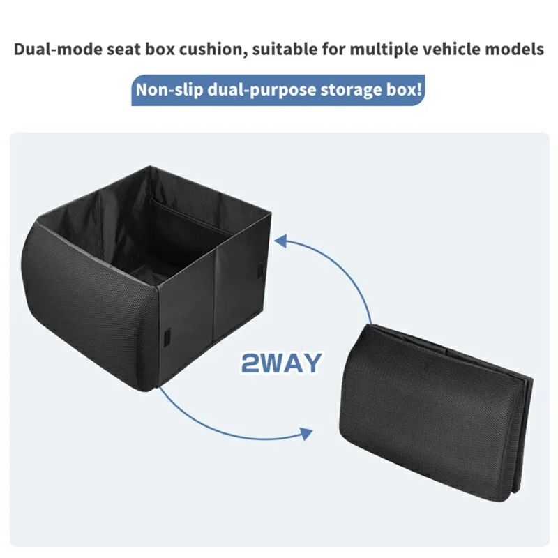 Organizzatore per Sedile Pieghevole 2 in 1, Scatola per Ripostiglio Auto 30L con Supporto Lombare (senza Coperchio) - Nero