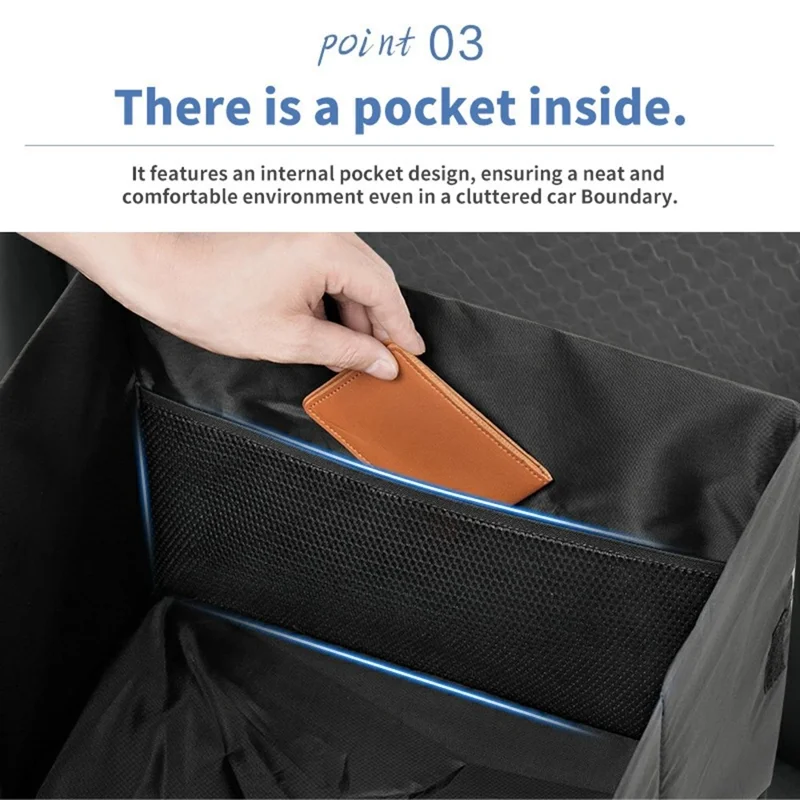 Organizzatore per Sedile Pieghevole 2 in 1, Scatola per Ripostiglio Auto 30L con Supporto Lombare (senza Coperchio) - Nero