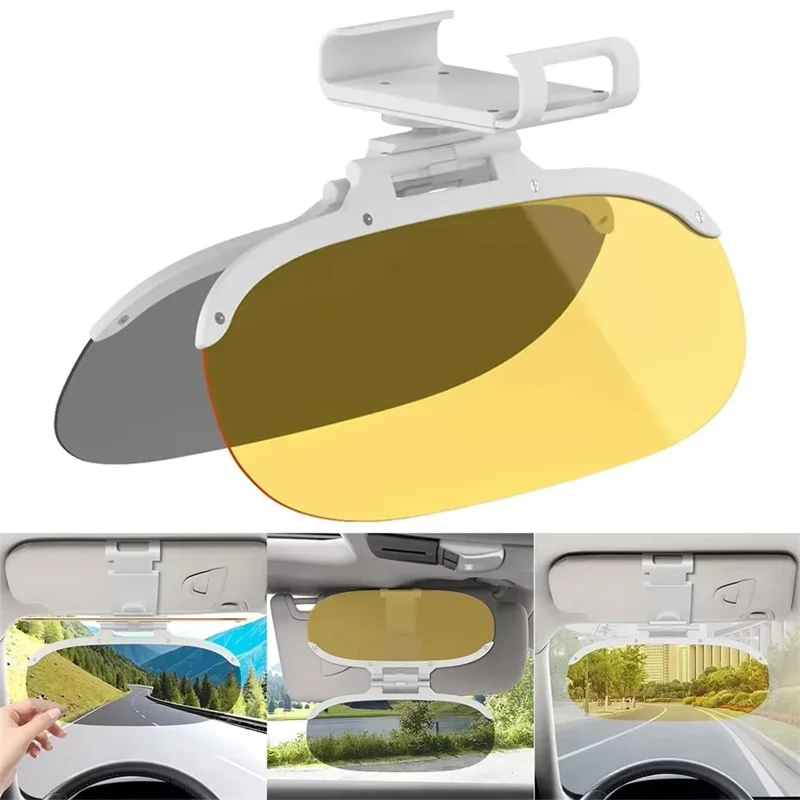 Pare-soleil de voiture taille L anti-éblouissement jour et nuit 2 en 1 pare-brise rabattable pour la conduite, 31,5 x 15 cm