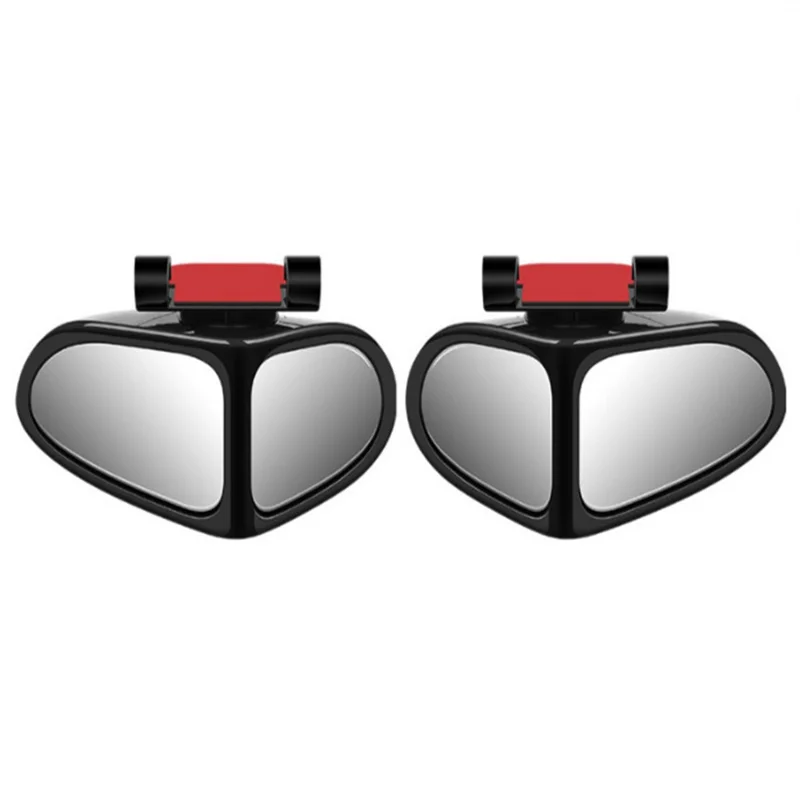 2Pcs Car Blind Spot Mirror 360 Degree Adjustable Wide Angle Rear View Side Mirror for Reversing Parking - Black