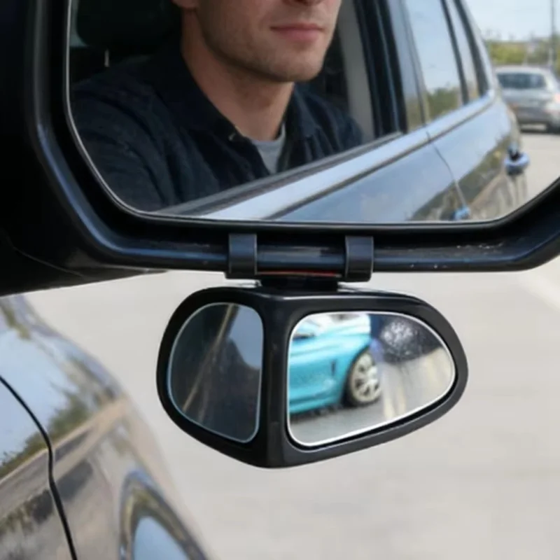 2Pcs Car Blind Spot Mirror 360 Degree Adjustable Wide Angle Rear View Side Mirror for Reversing Parking - Black