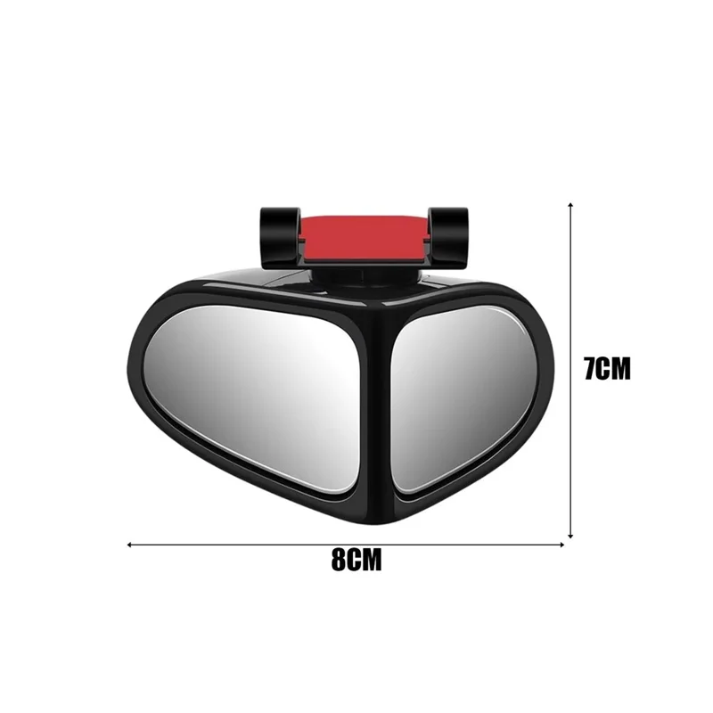 2Pcs Car Blind Spot Mirror 360 Degree Adjustable Wide Angle Rear View Side Mirror for Reversing Parking - Black