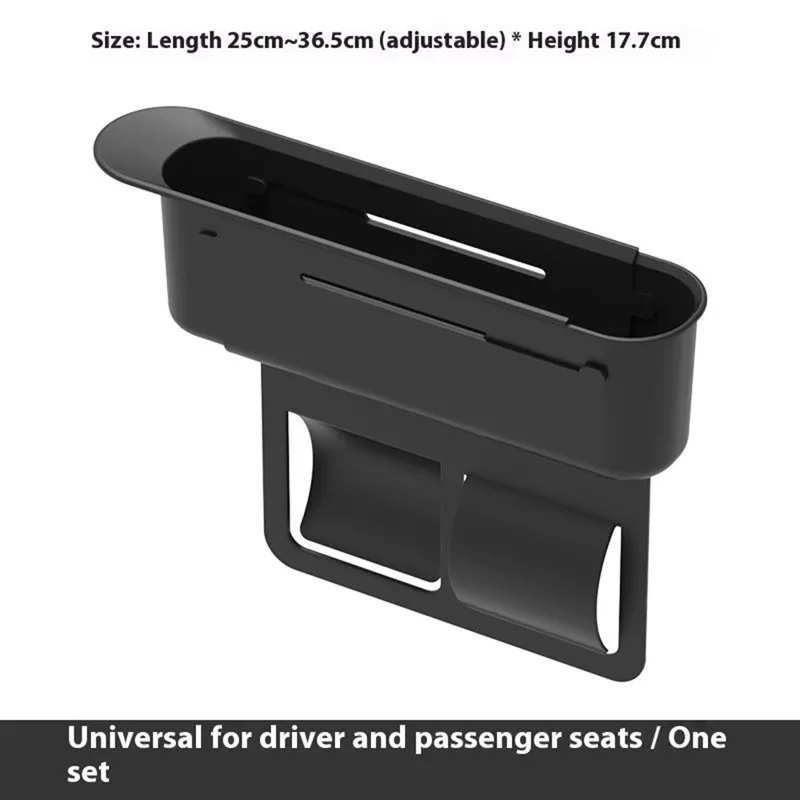 Organizer per Fessura del Sedile dell'Auto, Scatola da Stivaggio Telescopica con Sistema Push-Pull per Telefono e Chiavi, Riempitivo per Fessura della Consolle - Nero