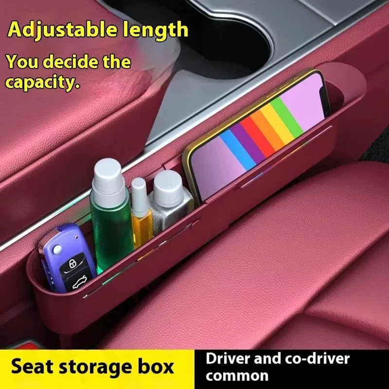 Organizer per Fessura del Sedile dell'Auto, Scatola da Stivaggio Telescopica con Sistema Push-Pull per Telefono e Chiavi, Riempitivo per Fessura della Consolle - Nero