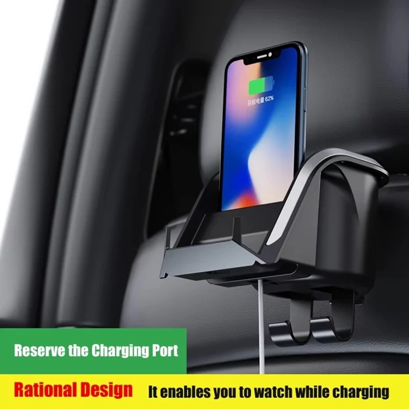Car Seat Back Cup Holder Organizer with Hooks Multi-Function Headrest Caddy for Drinks Phone Storage - Black