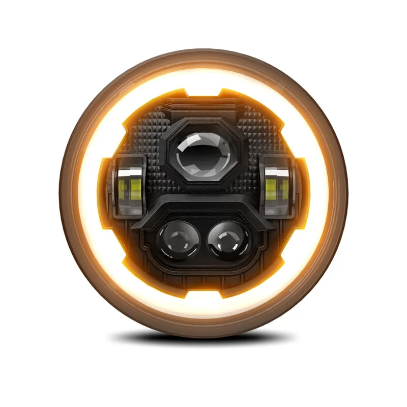 7 Zoll runde LED-Scheinwerfer mit 4 Modi und Angel Eyes, IP67 wasserdicht für Jeep Wrangler Motorrad