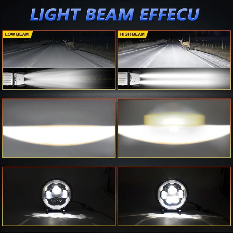 7 Zoll runde LED-Scheinwerfer mit 4 Modi und Angel Eyes, IP67 wasserdicht für Jeep Wrangler Motorrad
