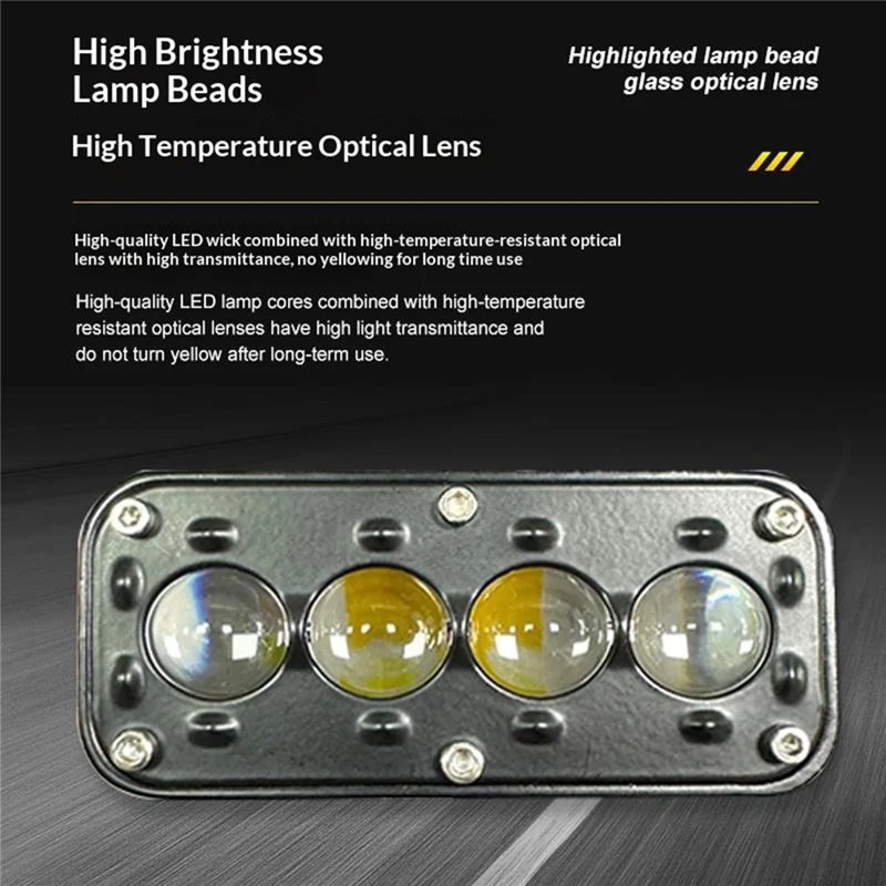 4-LED Work Light 26W 5200LM Waterproof Spot Light 12-48V for Motorcycle Car Truck
