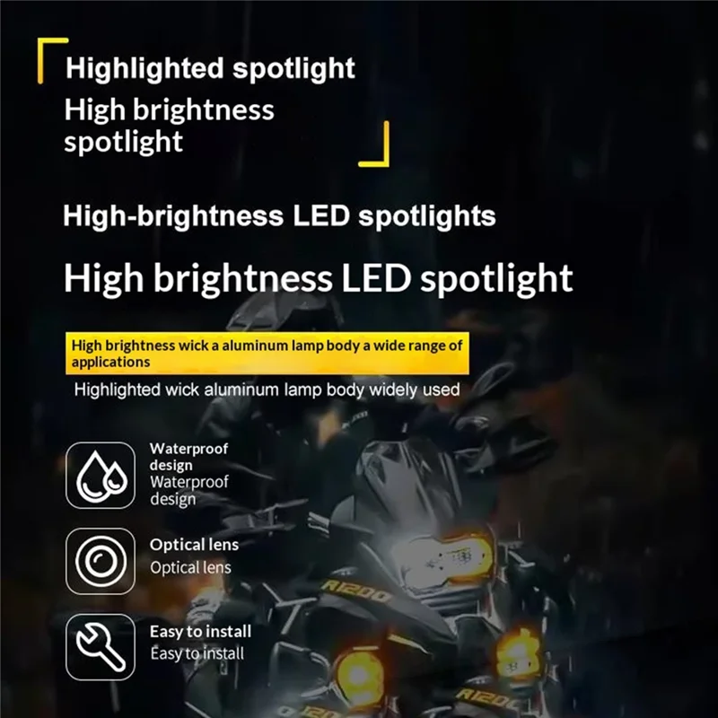 4-LED Work Light 26W 5200LM Waterproof Spot Light 12-48V for Motorcycle Car Truck