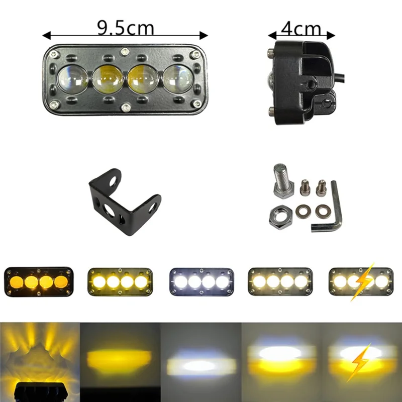 4-LED Work Light 26W 5200LM Waterproof Spot Light 12-48V for Motorcycle Car Truck