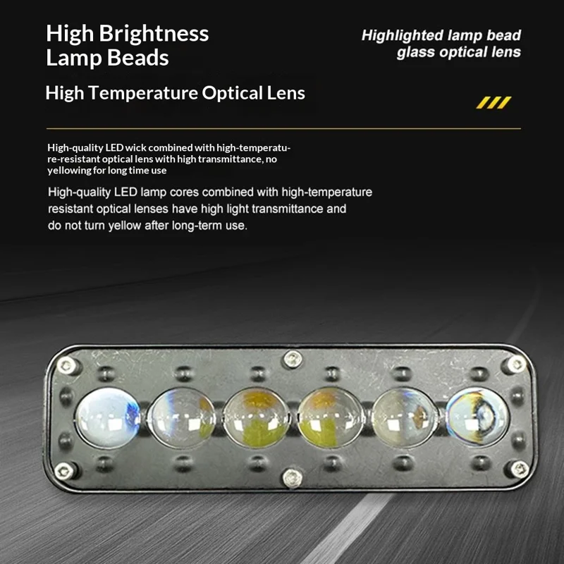 6-LED Car Work Light 26W 5200LM Yellow and White Light Auxiliary Driving Lamp for Motorcycle Truck ATV